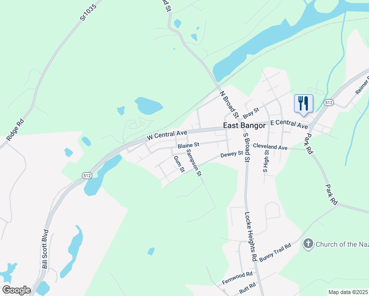 map of restaurants, bars, coffee shops, grocery stores, and more near 321 Blaine Street in East Bangor