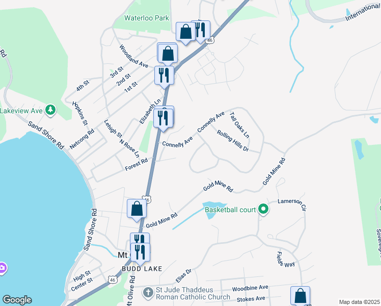 map of restaurants, bars, coffee shops, grocery stores, and more near 10 Crestwood Circle in Mount Olive