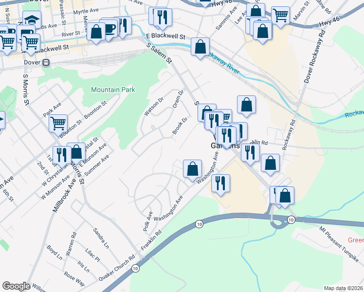map of restaurants, bars, coffee shops, grocery stores, and more near 507 Boulder Ridge in Randolph