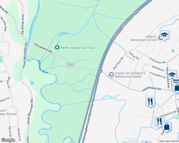 map of restaurants, bars, coffee shops, grocery stores, and more near 399 Horseneck Road in Fairfield