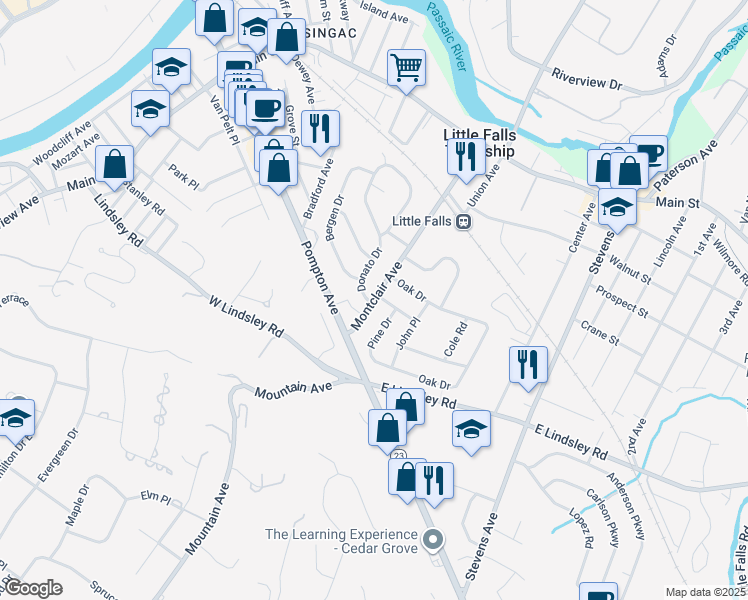 map of restaurants, bars, coffee shops, grocery stores, and more near 4 Donato Drive in Cedar Grove