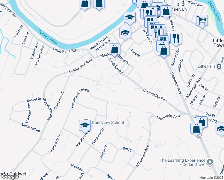 map of restaurants, bars, coffee shops, grocery stores, and more near 220 Grandview Avenue in Caldwell