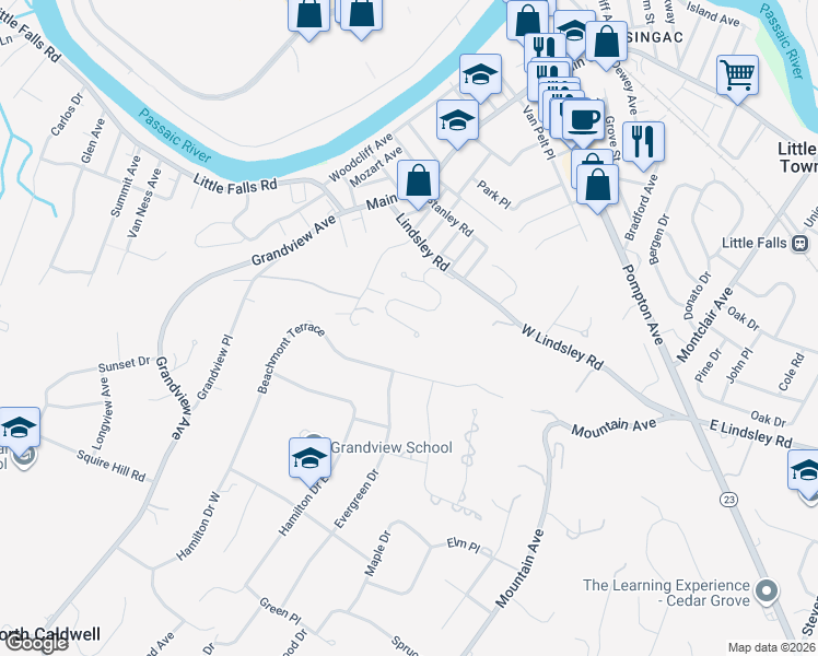 map of restaurants, bars, coffee shops, grocery stores, and more near 220 Grandview Avenue in Caldwell