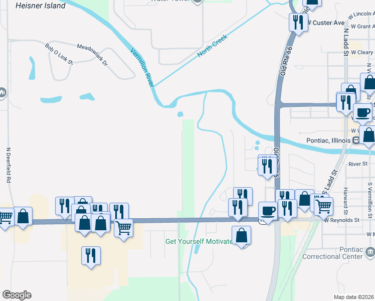 map of restaurants, bars, coffee shops, grocery stores, and more near 204 Westview Drive in Pontiac