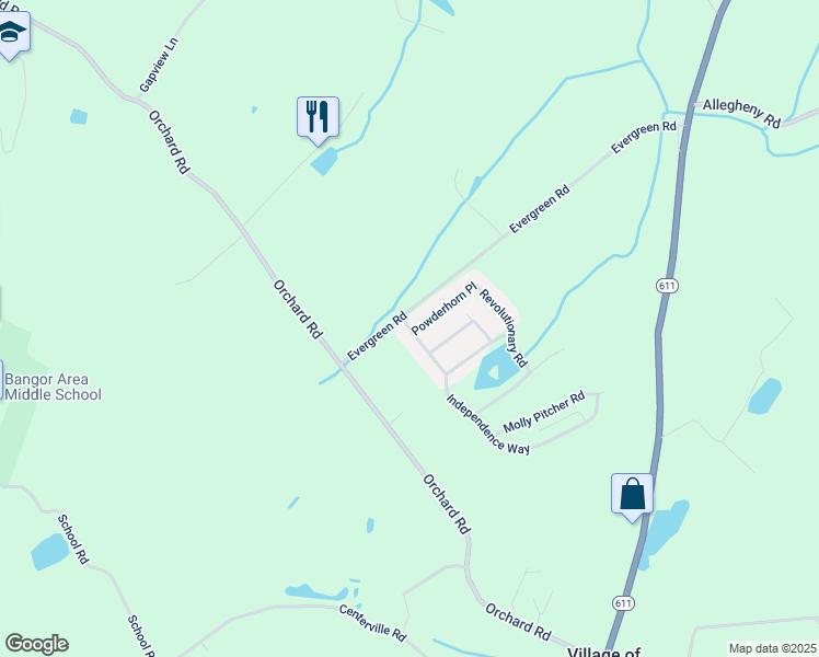 map of restaurants, bars, coffee shops, grocery stores, and more near 22 Independence Way in Mount Bethel