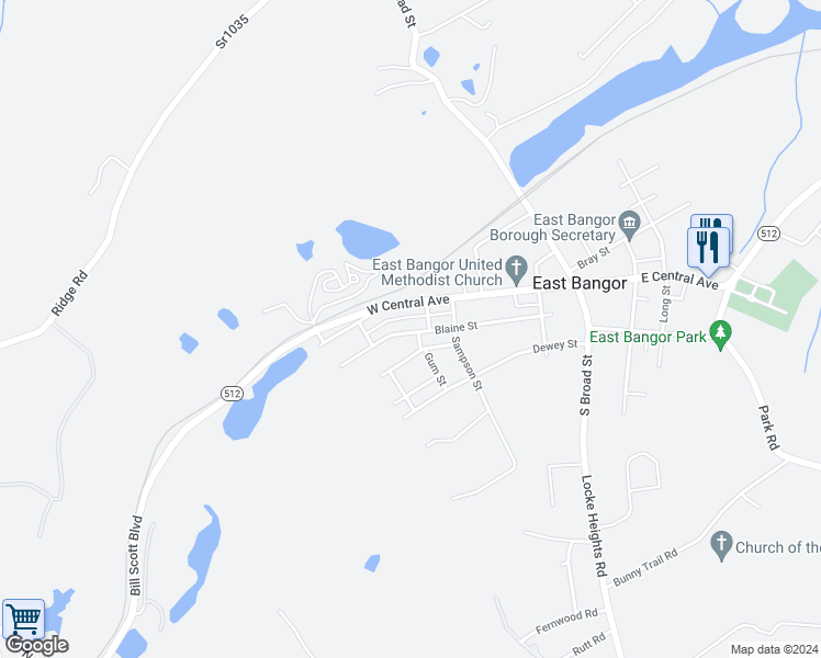 map of restaurants, bars, coffee shops, grocery stores, and more near 430 Blaine Street in Bangor
