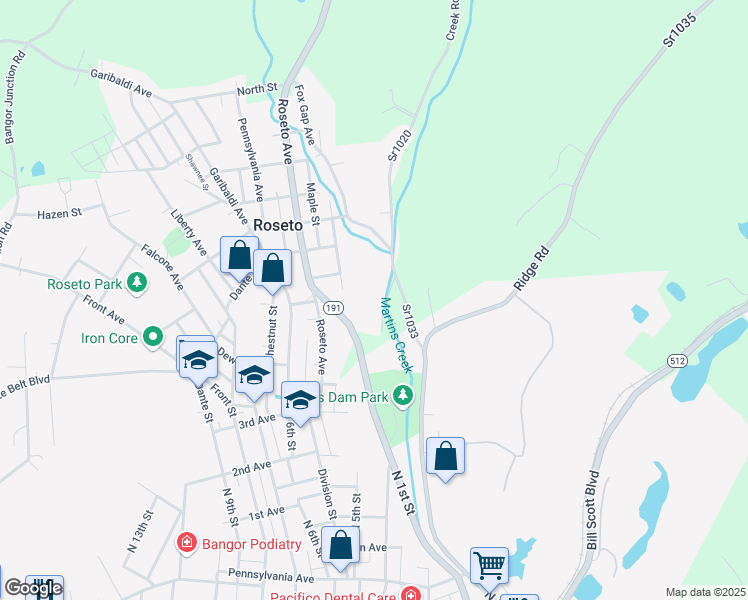 map of restaurants, bars, coffee shops, grocery stores, and more near 26 Repsher Road in Bangor