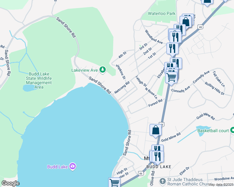 map of restaurants, bars, coffee shops, grocery stores, and more near 90 Netcong Road in Mount Olive
