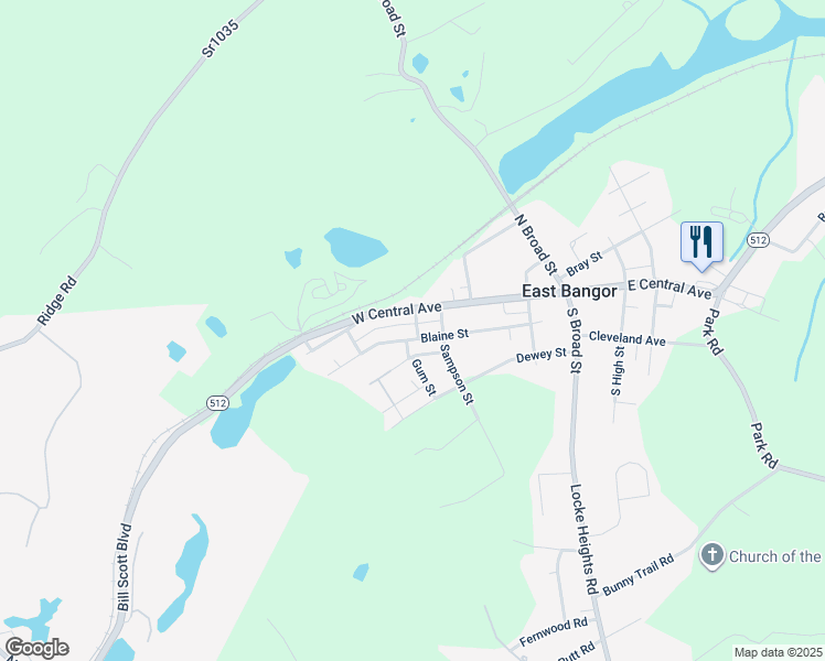 map of restaurants, bars, coffee shops, grocery stores, and more near 414 Blaine Street in Bangor