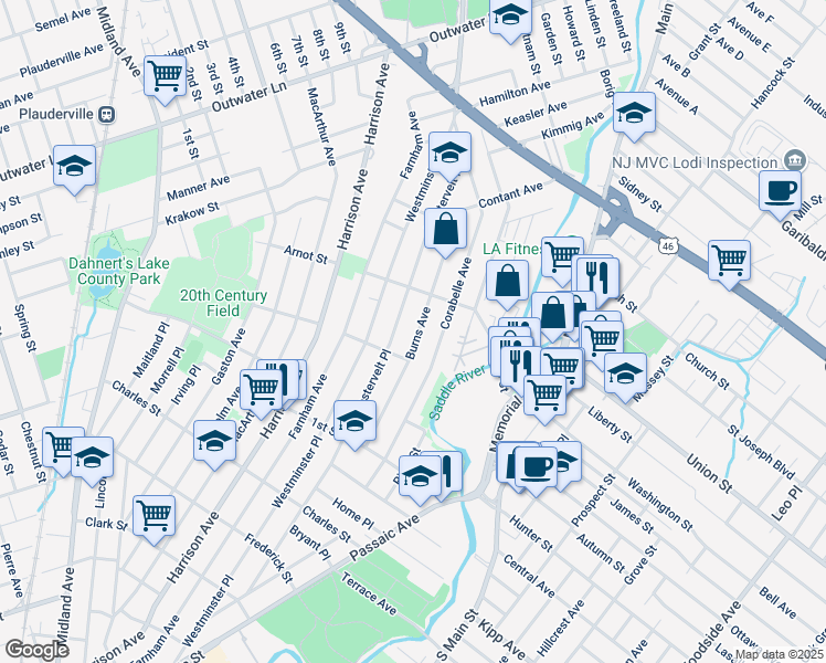 map of restaurants, bars, coffee shops, grocery stores, and more near 113 Burns Avenue in Lodi