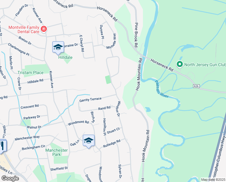 map of restaurants, bars, coffee shops, grocery stores, and more near 1 Garrity Terrace in Montville
