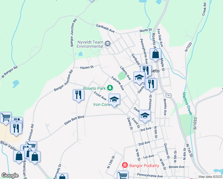 map of restaurants, bars, coffee shops, grocery stores, and more near 142 Decatur Street in Roseto