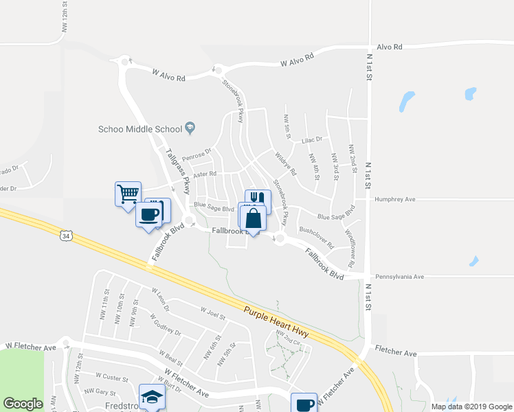 map of restaurants, bars, coffee shops, grocery stores, and more near 578 Blue Sage Boulevard in Lincoln