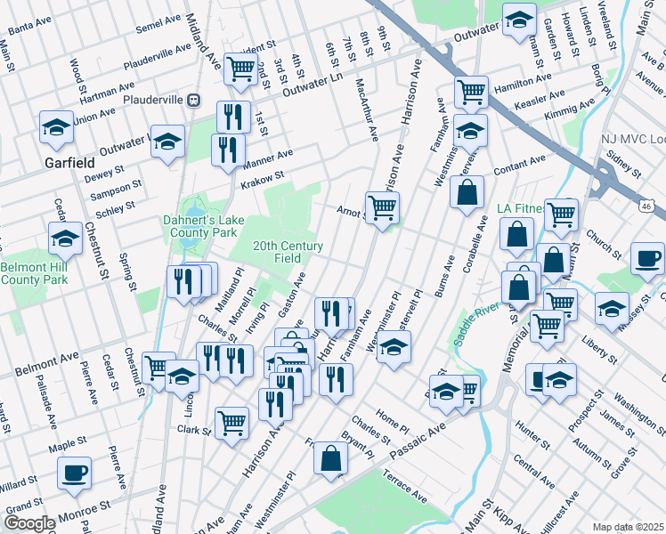 map of restaurants, bars, coffee shops, grocery stores, and more near 324 Macarthur Avenue in Garfield