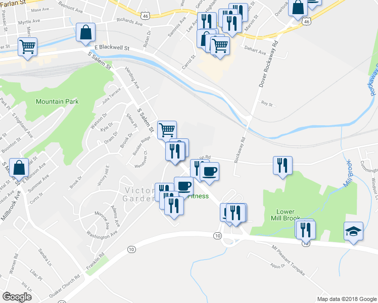 map of restaurants, bars, coffee shops, grocery stores, and more near 23 Coolidge Avenue in Dover