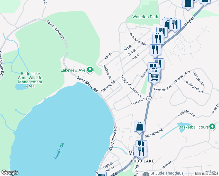 map of restaurants, bars, coffee shops, grocery stores, and more near 63 County Road 649 in Mount Olive