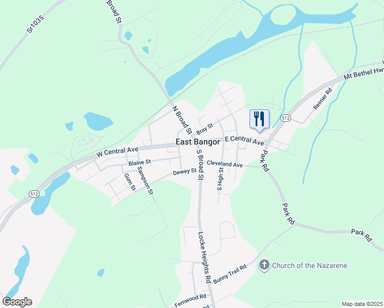 map of restaurants, bars, coffee shops, grocery stores, and more near 26 South Broad Street in Bangor