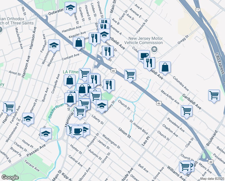 map of restaurants, bars, coffee shops, grocery stores, and more near in Lodi