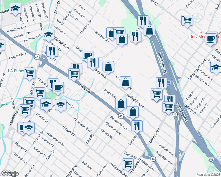 map of restaurants, bars, coffee shops, grocery stores, and more near 273 Garibaldi Avenue in Lodi