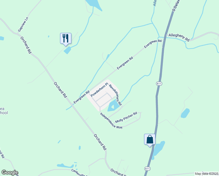map of restaurants, bars, coffee shops, grocery stores, and more near 10 Revolutionary Road in Mount Bethel