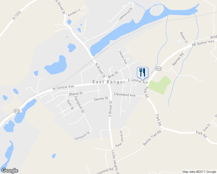map of restaurants, bars, coffee shops, grocery stores, and more near 26 South Broad Street in Bangor