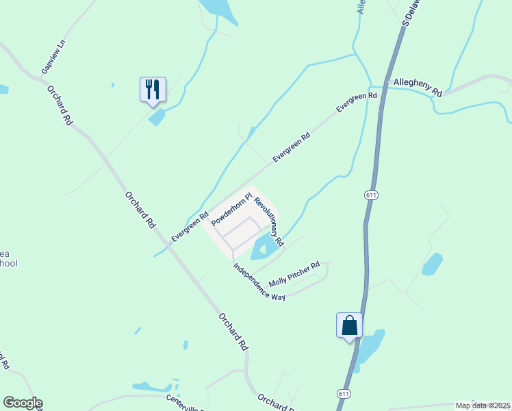 map of restaurants, bars, coffee shops, grocery stores, and more near 10 Revolutionary Road in Mount Bethel