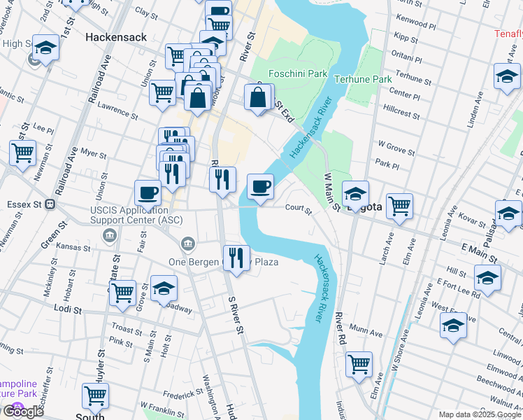 map of restaurants, bars, coffee shops, grocery stores, and more near 253 West Fort Lee Road in Bogota