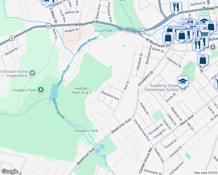 map of restaurants, bars, coffee shops, grocery stores, and more near 40 Fox Hill Drive in Dover