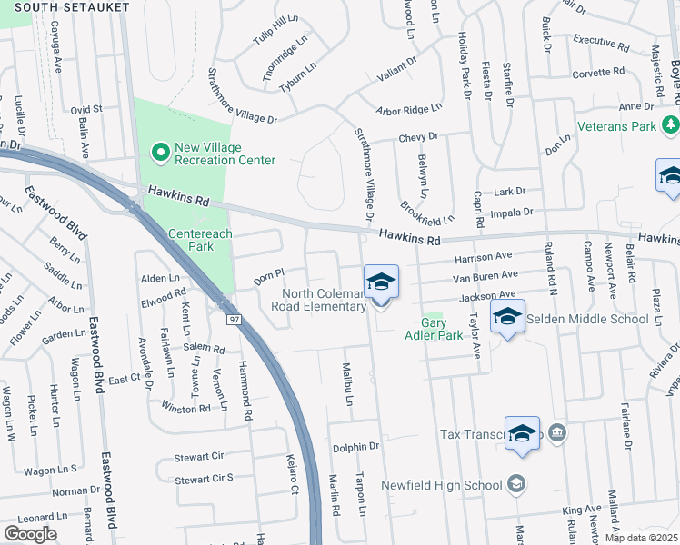 map of restaurants, bars, coffee shops, grocery stores, and more near 15 South Kennedy Drive in Centereach