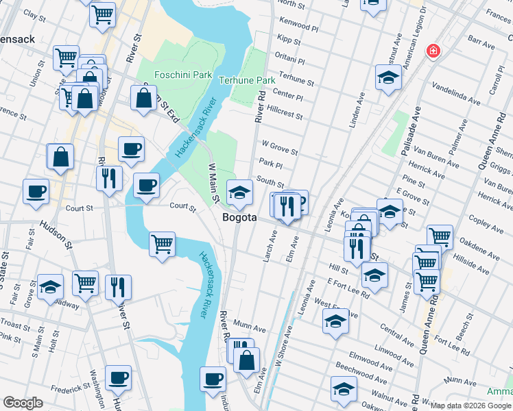 map of restaurants, bars, coffee shops, grocery stores, and more near in Bogota