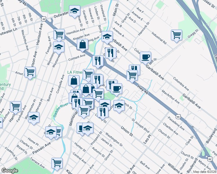 map of restaurants, bars, coffee shops, grocery stores, and more near 9 Hope Street in Lodi