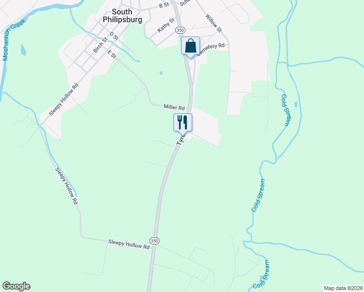 map of restaurants, bars, coffee shops, grocery stores, and more near S Centre St in Philipsburg