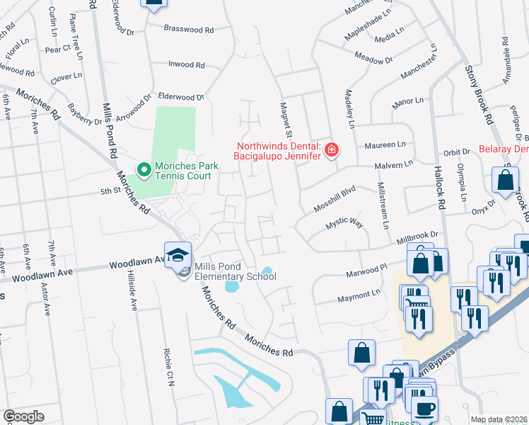 map of restaurants, bars, coffee shops, grocery stores, and more near 1007 Cabot Path in Saint James