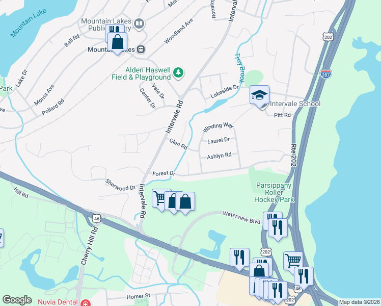 map of restaurants, bars, coffee shops, grocery stores, and more near 9 Glen Road in Boonton
