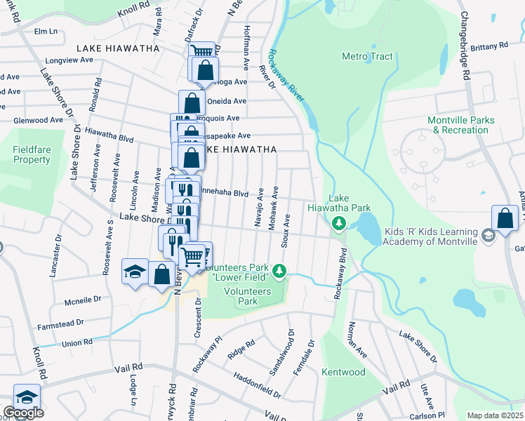 map of restaurants, bars, coffee shops, grocery stores, and more near 28 Navajo Avenue in Parsippany-Troy Hills