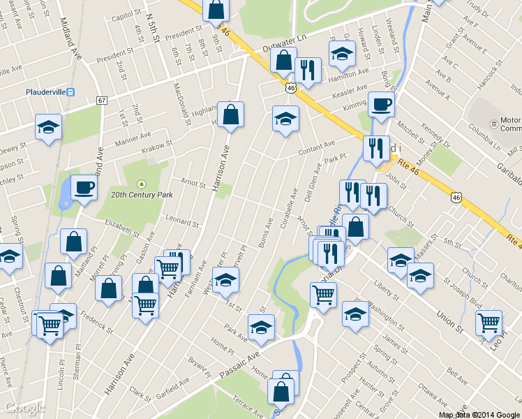 map of restaurants, bars, coffee shops, grocery stores, and more near 117 Arnot St in Lodi