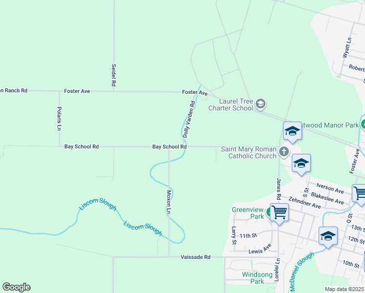 map of restaurants, bars, coffee shops, grocery stores, and more near 2899 Bay School Road in Arcata