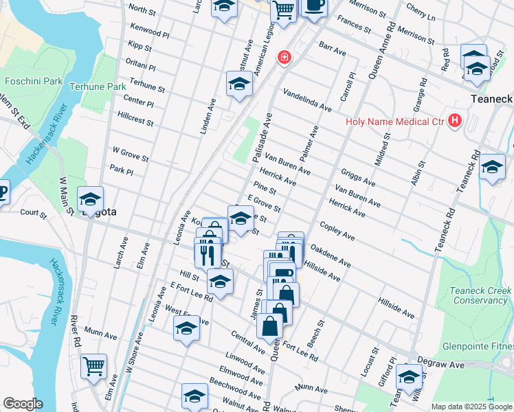map of restaurants, bars, coffee shops, grocery stores, and more near 332 East Grove Street in Bogota