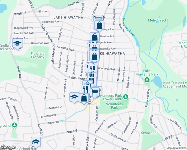 map of restaurants, bars, coffee shops, grocery stores, and more near 54 North Beverwyck Road in Parsippany-Troy Hills