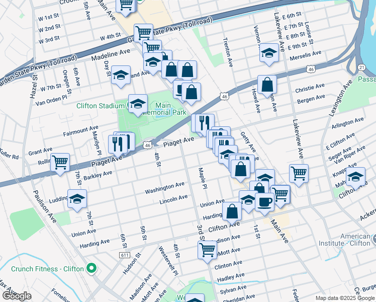 map of restaurants, bars, coffee shops, grocery stores, and more near 50 Barkley Avenue in Clifton