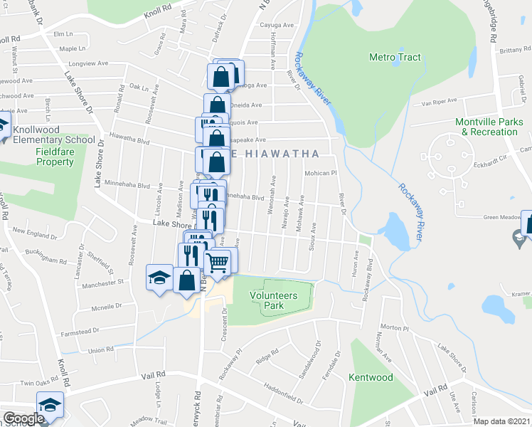 map of restaurants, bars, coffee shops, grocery stores, and more near 37 Wenonah Avenue in Parsippany-Troy Hills