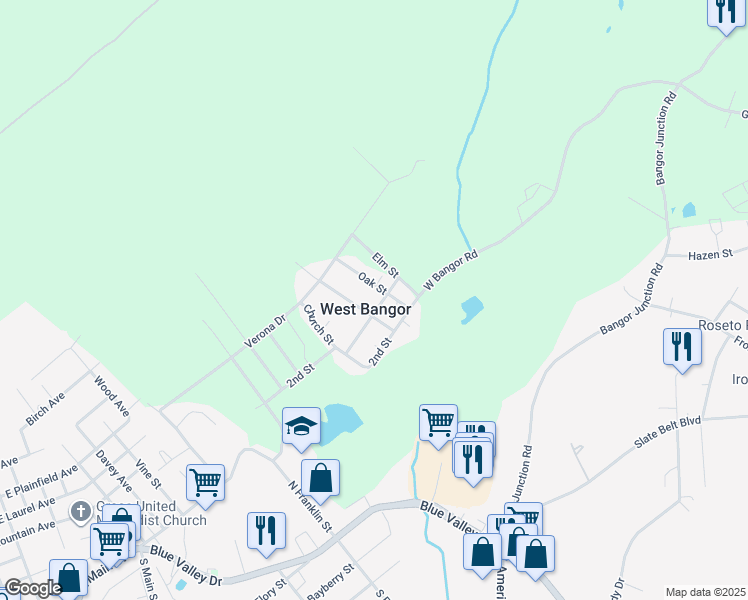 map of restaurants, bars, coffee shops, grocery stores, and more near 1507 Pine St in Pen Argyl
