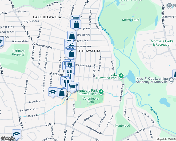 map of restaurants, bars, coffee shops, grocery stores, and more near 37 Wenonah Avenue in Parsippany-Troy Hills