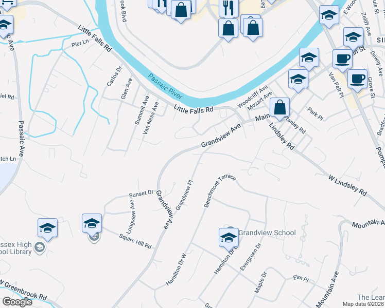 map of restaurants, bars, coffee shops, grocery stores, and more near 192 Grandview Avenue in Caldwell
