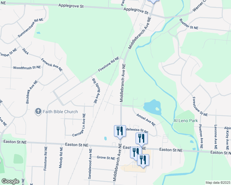 map of restaurants, bars, coffee shops, grocery stores, and more near 6875 Middlebranch Avenue Northeast in Canton