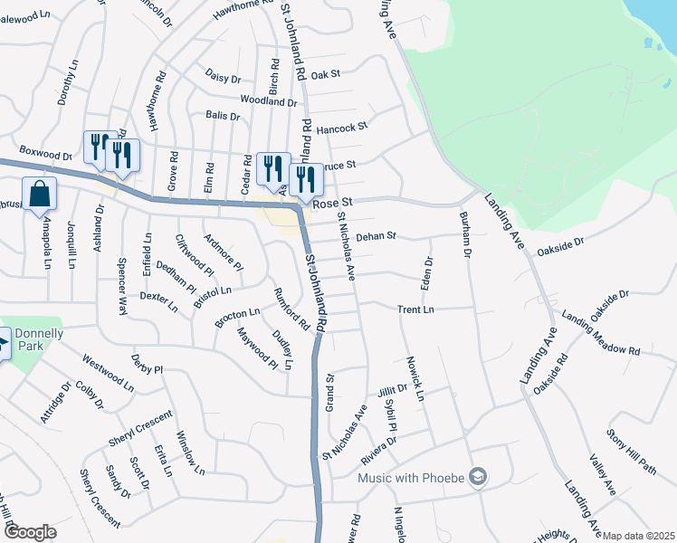 map of restaurants, bars, coffee shops, grocery stores, and more near 11 Frank Street in Smithtown