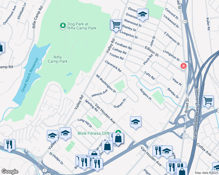 map of restaurants, bars, coffee shops, grocery stores, and more near 1 Henoch Avenue in Clifton