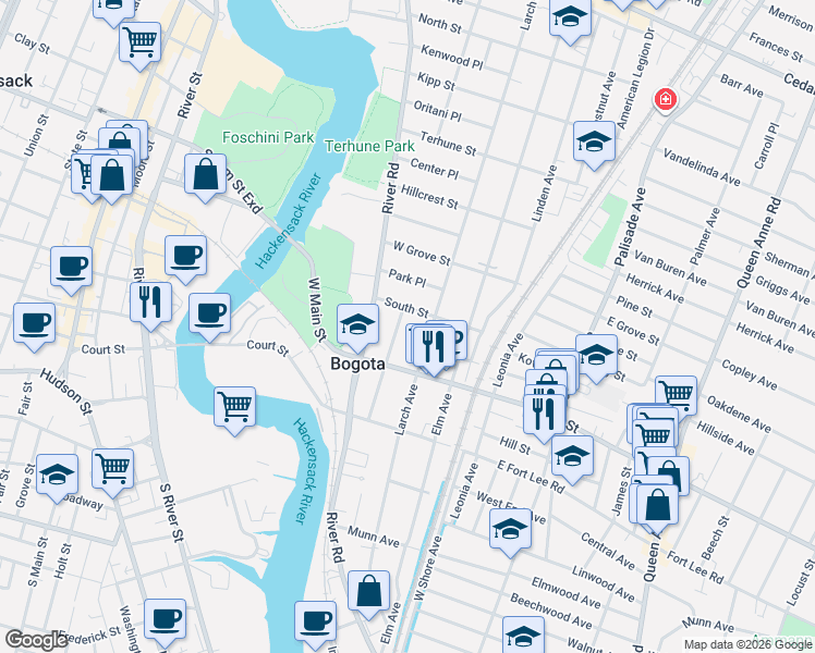 map of restaurants, bars, coffee shops, grocery stores, and more near 367 Orchard Terrace in Bogota