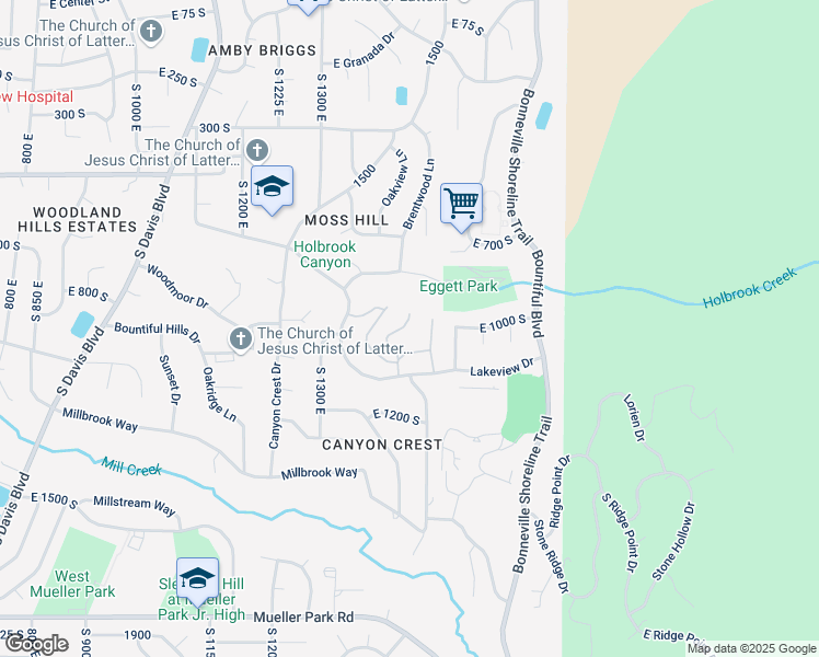 map of restaurants, bars, coffee shops, grocery stores, and more near 941 Fremont Road in Bountiful