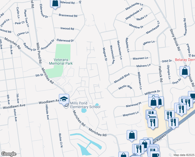 map of restaurants, bars, coffee shops, grocery stores, and more near 1007 Cabot Path in Saint James